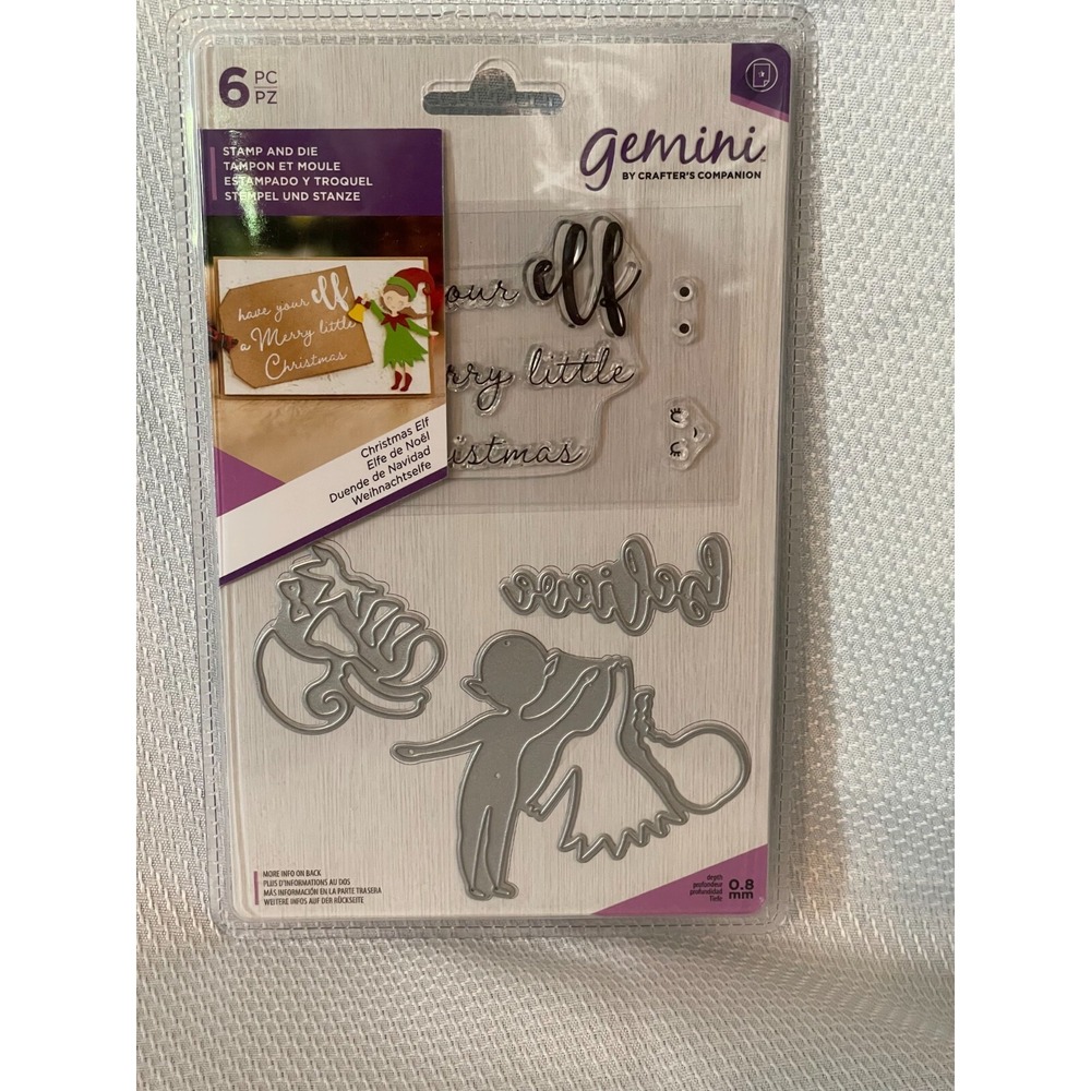 Gemini by Crafter's Companion Christmas Elf Stamp and Die Set 6pc GEM-STD-CHE